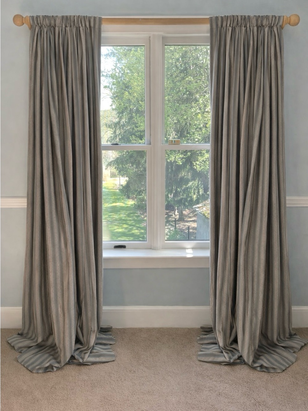 Slate Striped 50x84 Curtains